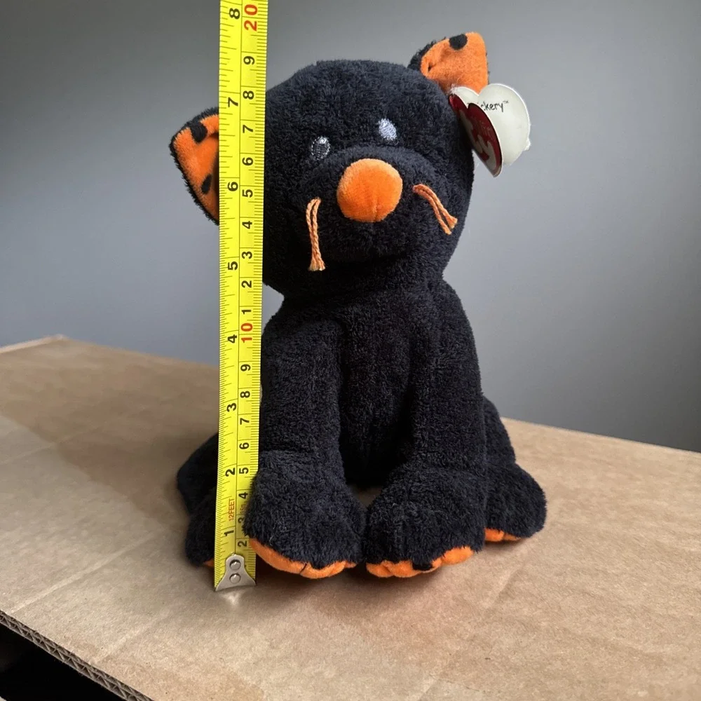 2008‎ Ty Pluffies TRICKERY the Black & Orange Halloween Cat Kitten Plush Tylux